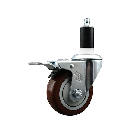 Service Caster 3.5'' Maroon Poly Swivel 1-3/8'' Expanding Stem Caster Total Lock Brake SCC-EXTTL20S3514-PPUB-MRN-138